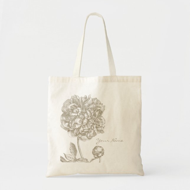 Tote Bag Fleur de pivoine botanique (Devant)