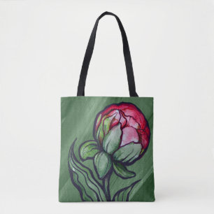 Tote Bag Fleur de pivoine Pivoines art de Jardinier rose