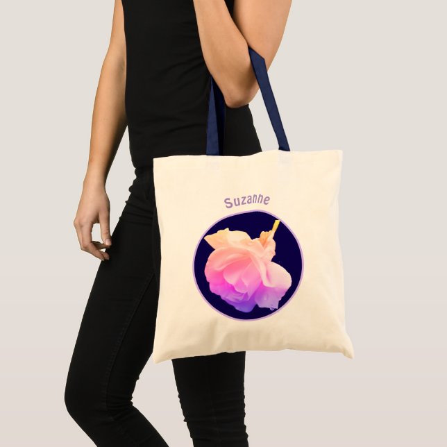 Tote Bag Fleur de rose blanche gouttes Personnalisées (Devant (produit))