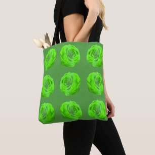 Tote Bag Fleur de rose verte – Design floral 3D –