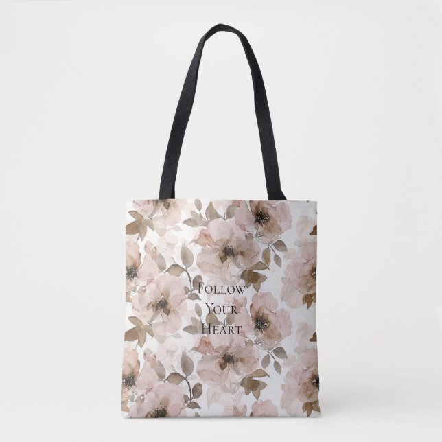 Tote Bag Fleur de Sud-Ouest Brun Rose (Devant)