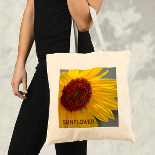 Tote Bag Fleur de tournesol gris brillant