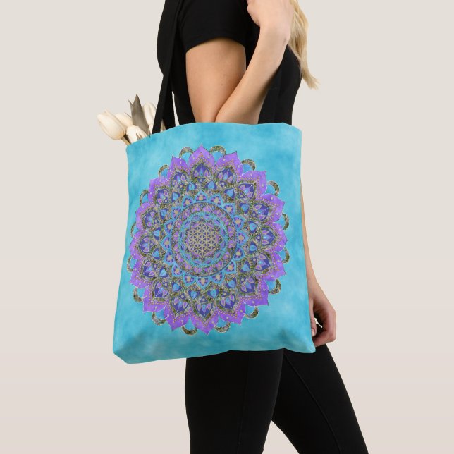 Tote Bag Fleur De Vie - Mandala India Style 2 (De près)