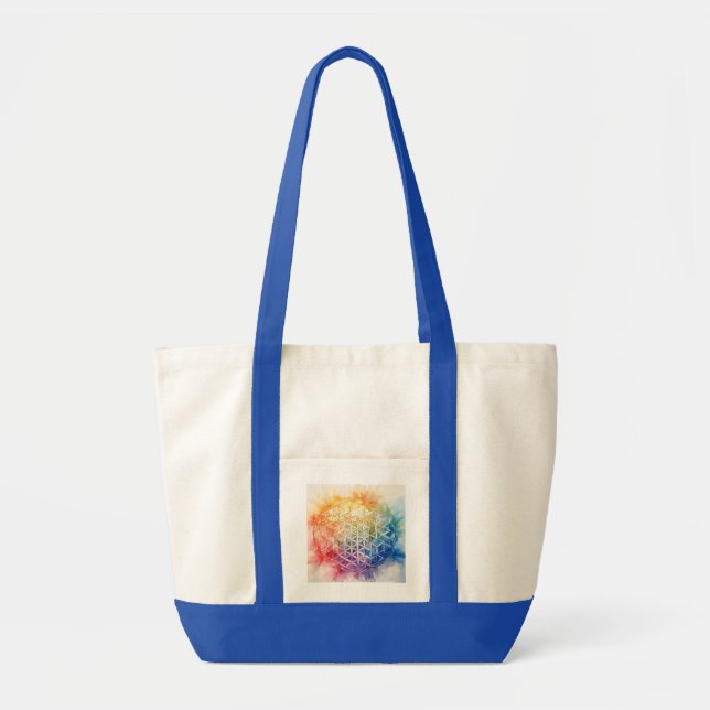 Tote Bag Fleur de vie - Peinture aquarelle (Devant)