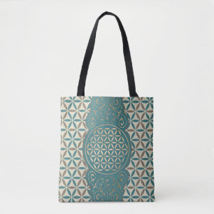 Tote Bag Fleur de vie - X vintage et motif de timbre BG 1