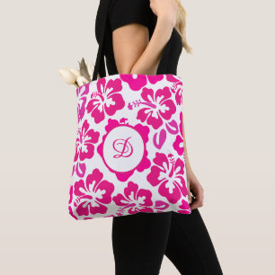 Tote Bag fleur d'hibiscus tropical hawaii rose