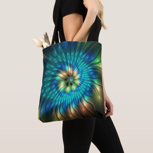 Tote Bag Fleur d'Imaginaire lumineux, Fractale Abstraite co (De près)