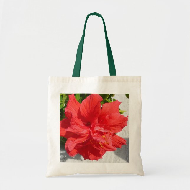 Tote Bag Fleur double hibiscus rouge (Devant)