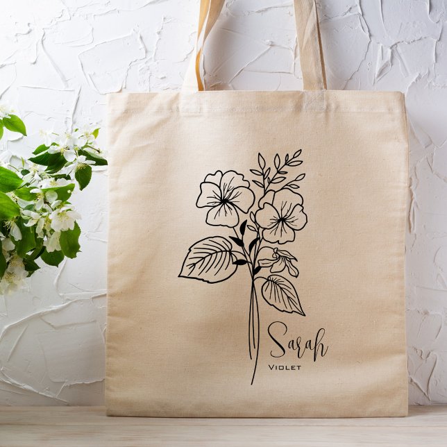 Tote Bag Fleur du mois de naissance personnalisée Février B (Créateur téléchargé)