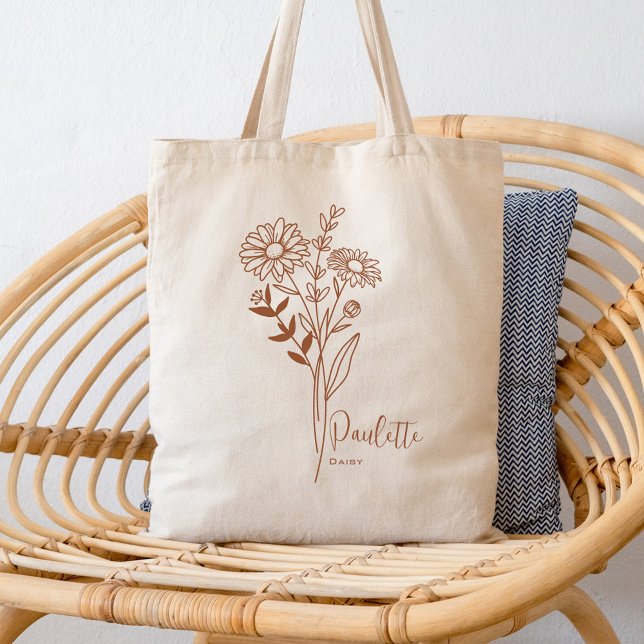 Tote Bag Fleur du mois de naissance personnalisée rouille d (Créateur téléchargé)