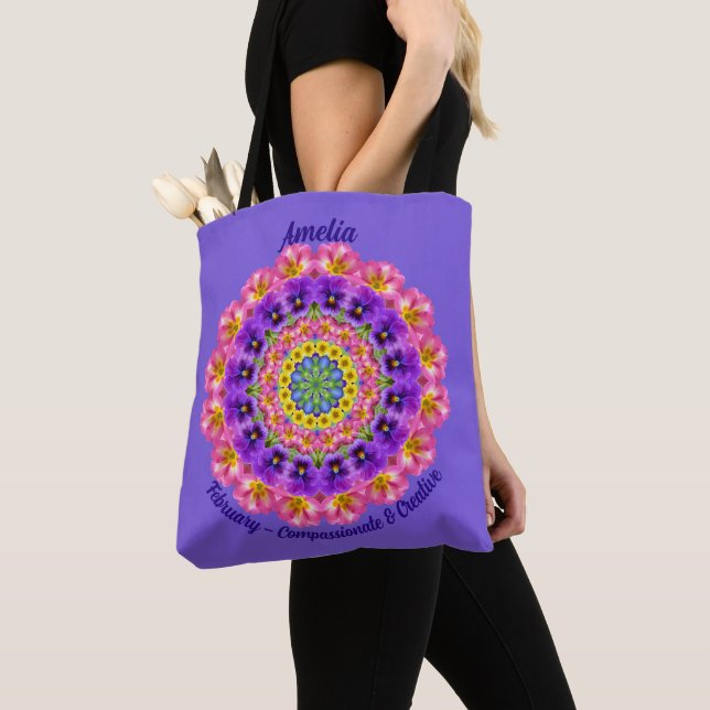 Tote Bag Fleur élégante personnalisée du mois de février (De près)