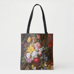 Tote Bag Fleur Encore Vie De Tulipes Et Violettes Roses
