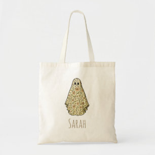 Tote Bag Fleur fantôme Halloween vintage bonbons personnali