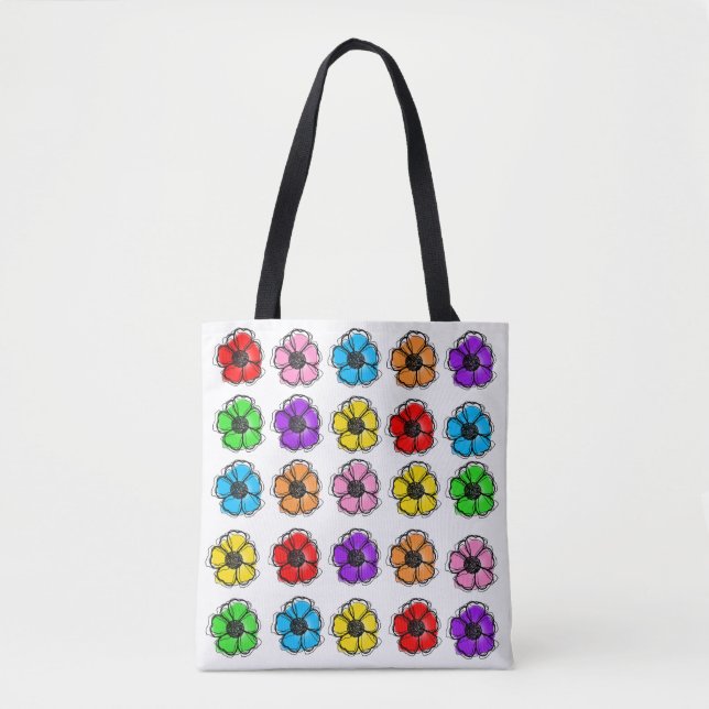 Tote Bag Fleur Floral Doodle Line Art Aquarelle Abstraite (Devant)