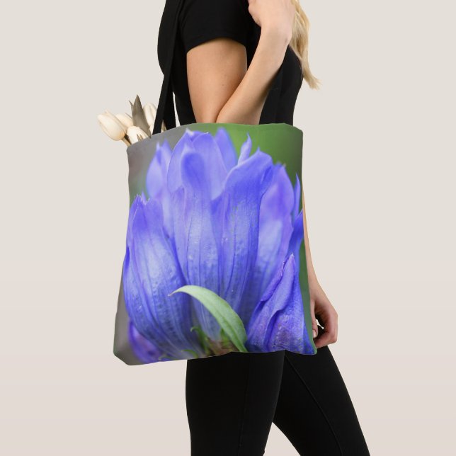 Tote Bag Fleur Gentienne Bleu Pâle En Fleur (De près)