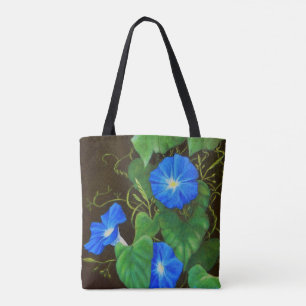 Tote Bag Fleur glacée matinale bleue aux vignes