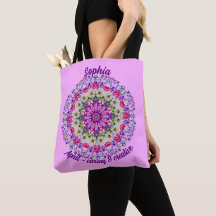 Tote Bag Fleur Mois de naissance personnalisée en avril