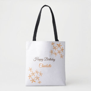 Tote Bag Fleur orange brune heureux anniversaire ajouter no