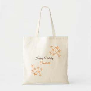 Tote Bag Fleur orange brune heureux anniversaire ajouter no