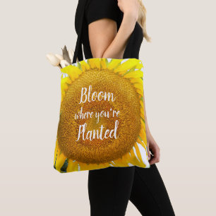 Tote Bag Fleur où vous êtes planté Tournesol Jaune