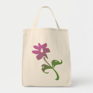 Tote Bag Fleur poétique rose et verte