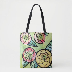 Tote Bag Fleur Ranunculus Illustration Fleurs roses mignonn
