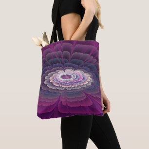 Tote Bag Fleur rayante Coloré Abstrait Fractal Art rose