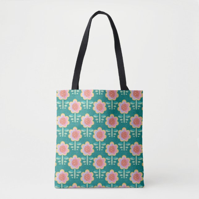 Tote Bag Fleur rétro ressort (Devant)