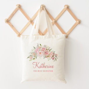 Tote Bag Fleur Rose Pastel Floral La Meilleure Maman Jamais