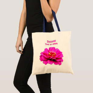 Tote Bag Fleur rose Zinnia personnalisée