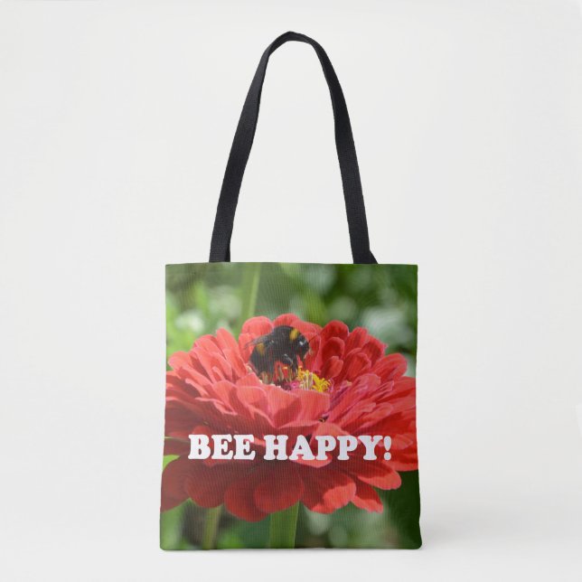 Tote Bag Fleur rouge d'Abee Happy (Devant)