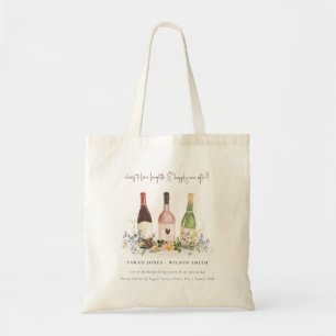 Tote Bag Fleur sauvage Cheers to Love Wine Bottts Mariage