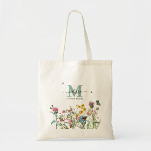 Tote Bag Fleur sauvage d'aquarelle Insectes Floral Spring G