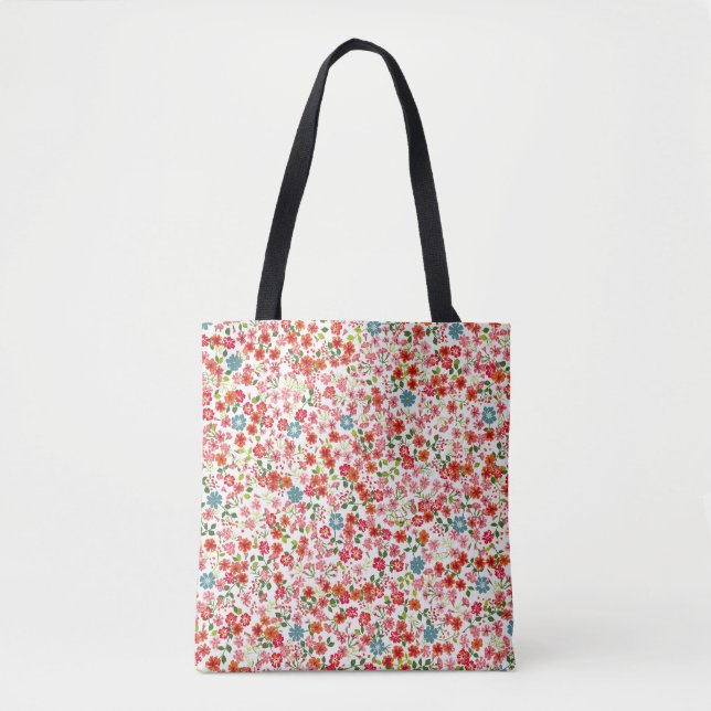 Tote Bag Fleurs à petite échelle, style calico sans couture (Devant)