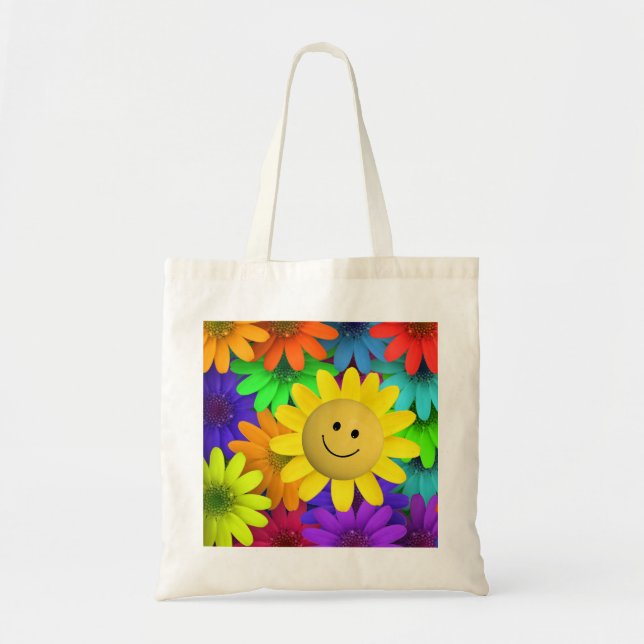 Tote Bag Fleurs à visage joyeux (Devant)