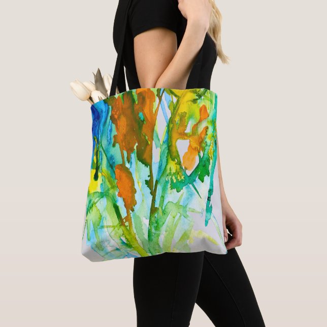 Tote Bag fleurs Abstraites d'aquarelle fleurie (De près)