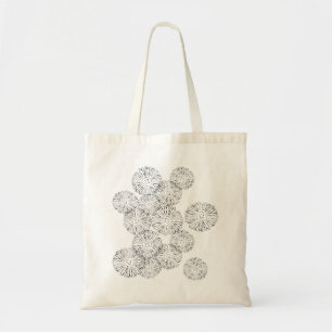 Tote Bag Fleurs abstraites de printemps noir et blanc