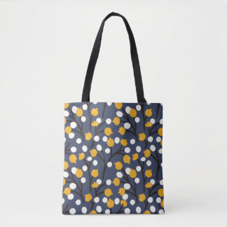 Tote Bag Fleurs Abstraites et motif feuille