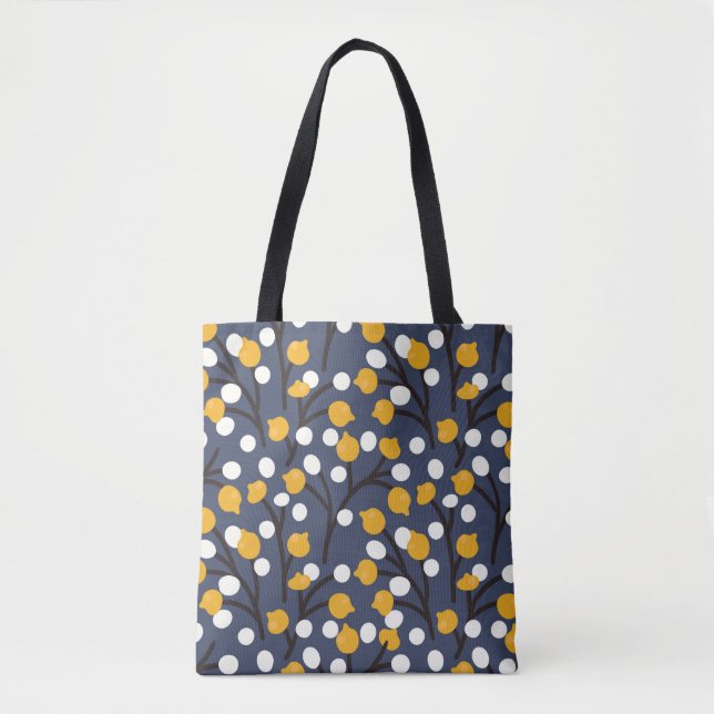 Tote Bag Fleurs Abstraites et motif feuille (Devant)