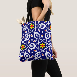Tote Bag Fleurs abstraites et noeuds imprimés