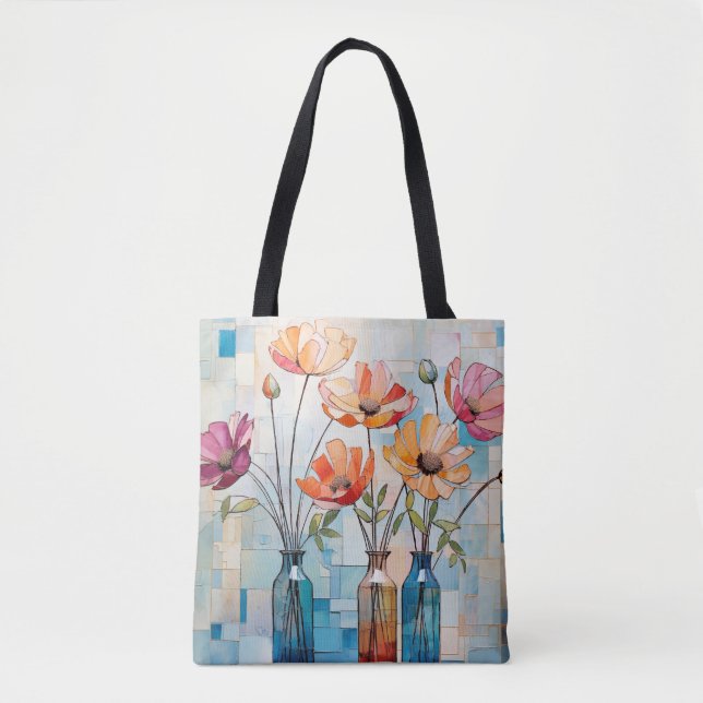 Tote Bag Fleurs aquarelles décoratives (Devant)