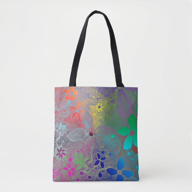 Tote Bag Fleurs Arc En Ciel (Devant)