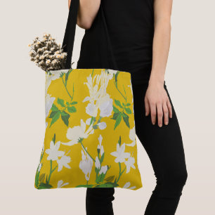 Tote Bag Fleurs blanches 1 jaune