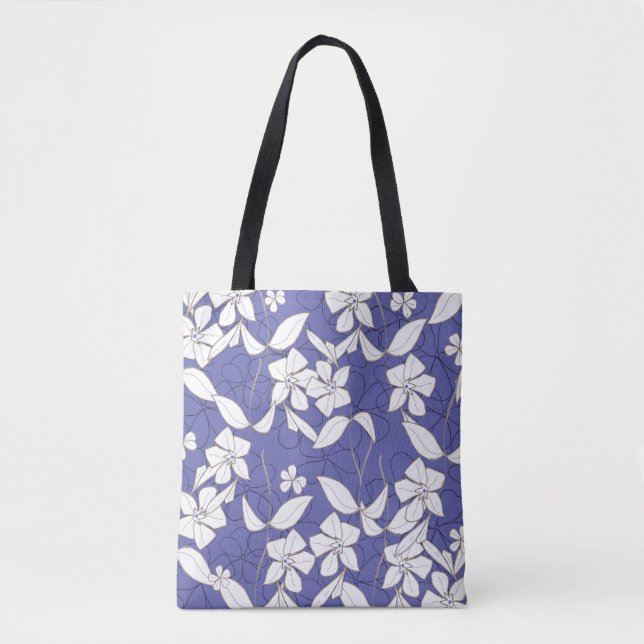 Tote Bag Fleurs blanches sur la boucle (Devant)