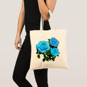 Tote Bag Fleurs bleues roses bleues