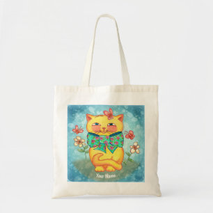 Tote Bag Fleurs Chat Jaune