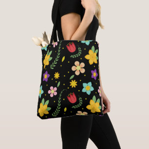Tote Bag  Fleurs Colorées Aquarelle Mignonne    