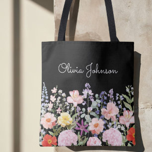 Tote Bag Fleurs Colorées Florales Personnalisées Aquarelle