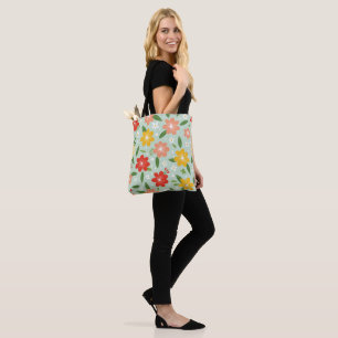 Tote Bag Fleurs colorées, Motif Floral sans joint