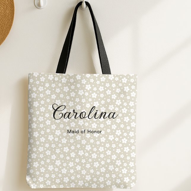 Tote Bag Fleurs Confetti Beige Bridesmaid (Créateur téléchargé)